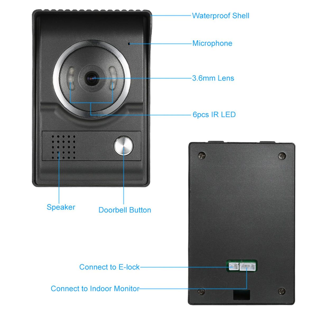 4.3 inch Wired Video Doorbell with Night Vision Rainproof Function Visual Intercom Two-way Audio Video Door Phone Doorphone Telephone style for Security Camera Home Surveillance