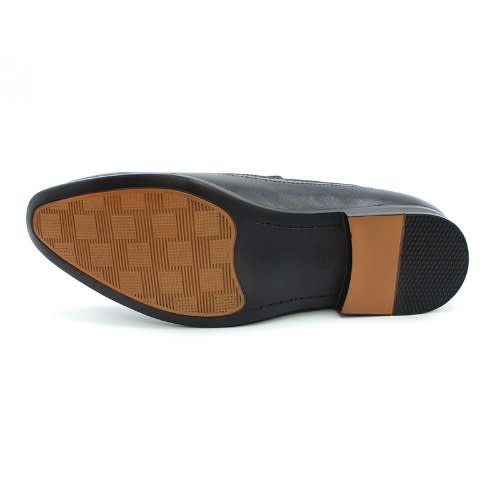 Men Leather Slip On Tasel Loafer Shoe - Black