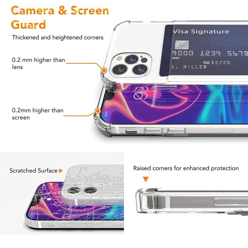 Transparent shockproof card holder phone case for iPhone 13 12 11 14 Pro Max 12pro X XS Max XR x 15 Pro Max 11 14 soft cover
