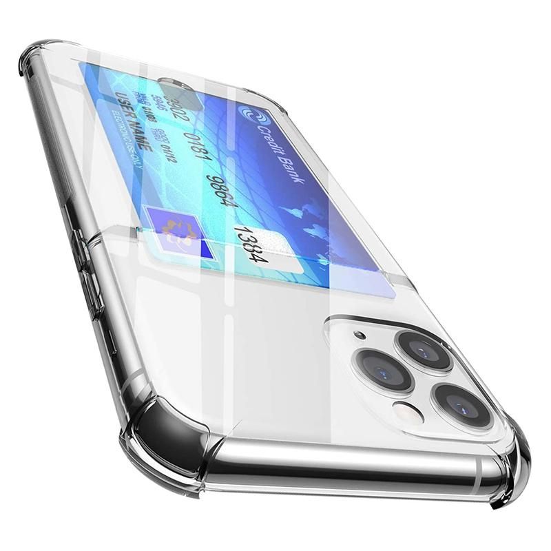 Transparent shockproof card holder phone case for iPhone 13 12 11 14 Pro Max 12pro X XS Max XR x 15 Pro Max 11 14 soft cover