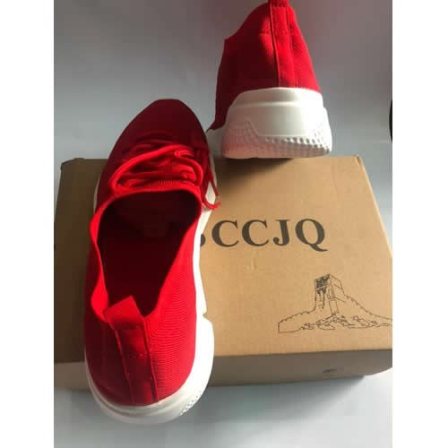 Men's Plain Running Shoes - Red And White