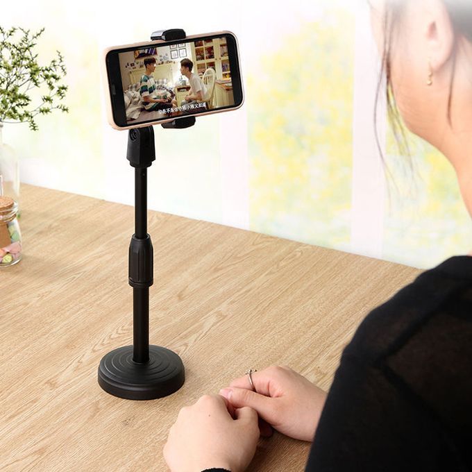 Adjustable Desktop Mobile Phone Stand Holder- Black