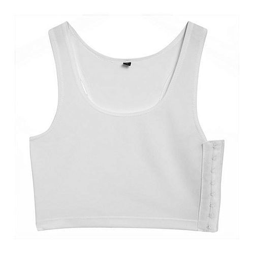 Sexy Breathable Buckle Short Chest Breast Binder Trans Lesbiann White, Black-Black