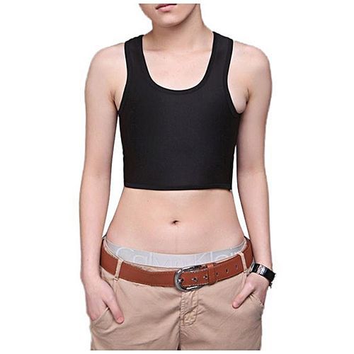 Sexy Breathable Buckle Short Chest Breast Binder Trans Lesbiann White, Black-Black