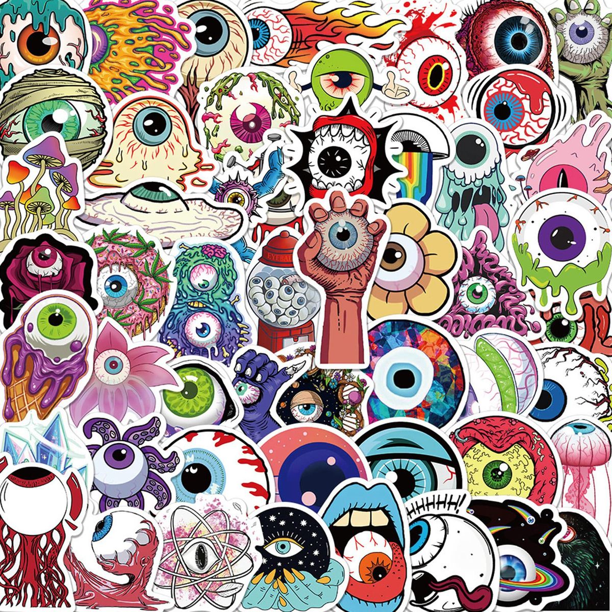 52Pcs Horror Stickers Graffiti Stickers Suitcase Laptop Skateboard Stickers