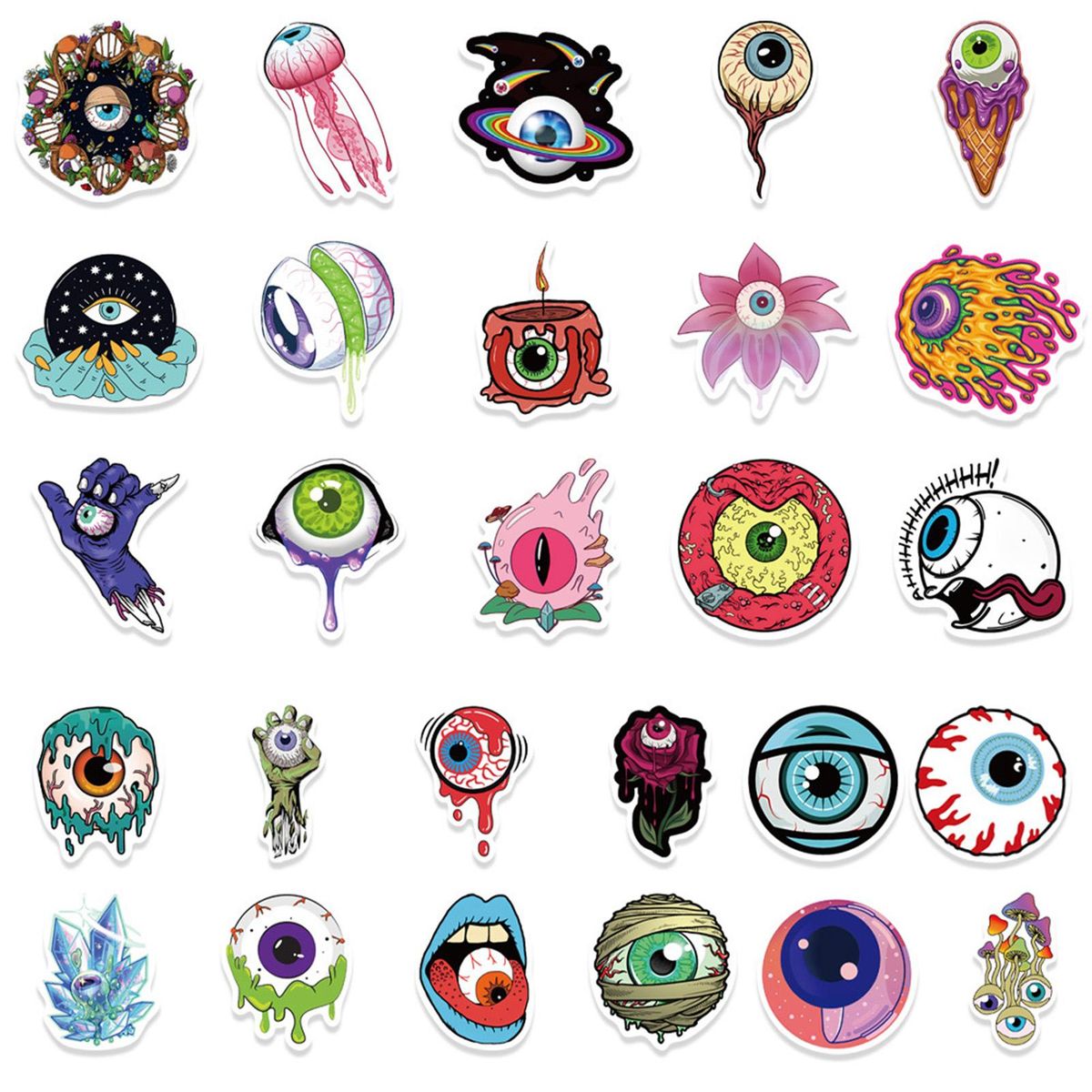 52Pcs Horror Stickers Graffiti Stickers Suitcase Laptop Skateboard Stickers