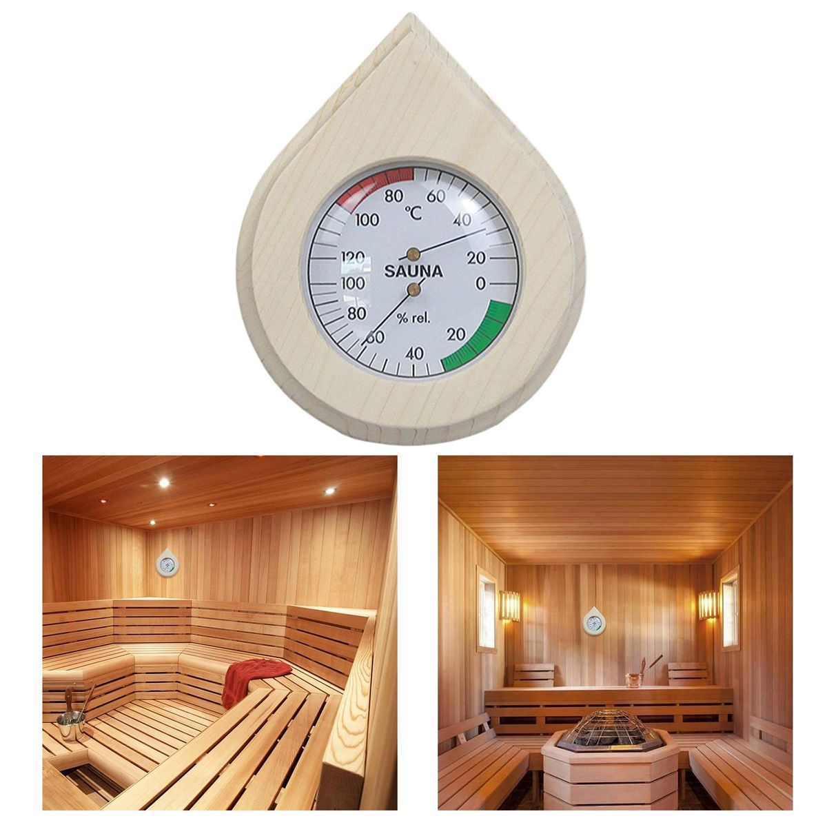 Drop Shape Wood Grain  &Hygrometer Digital Indoor C
