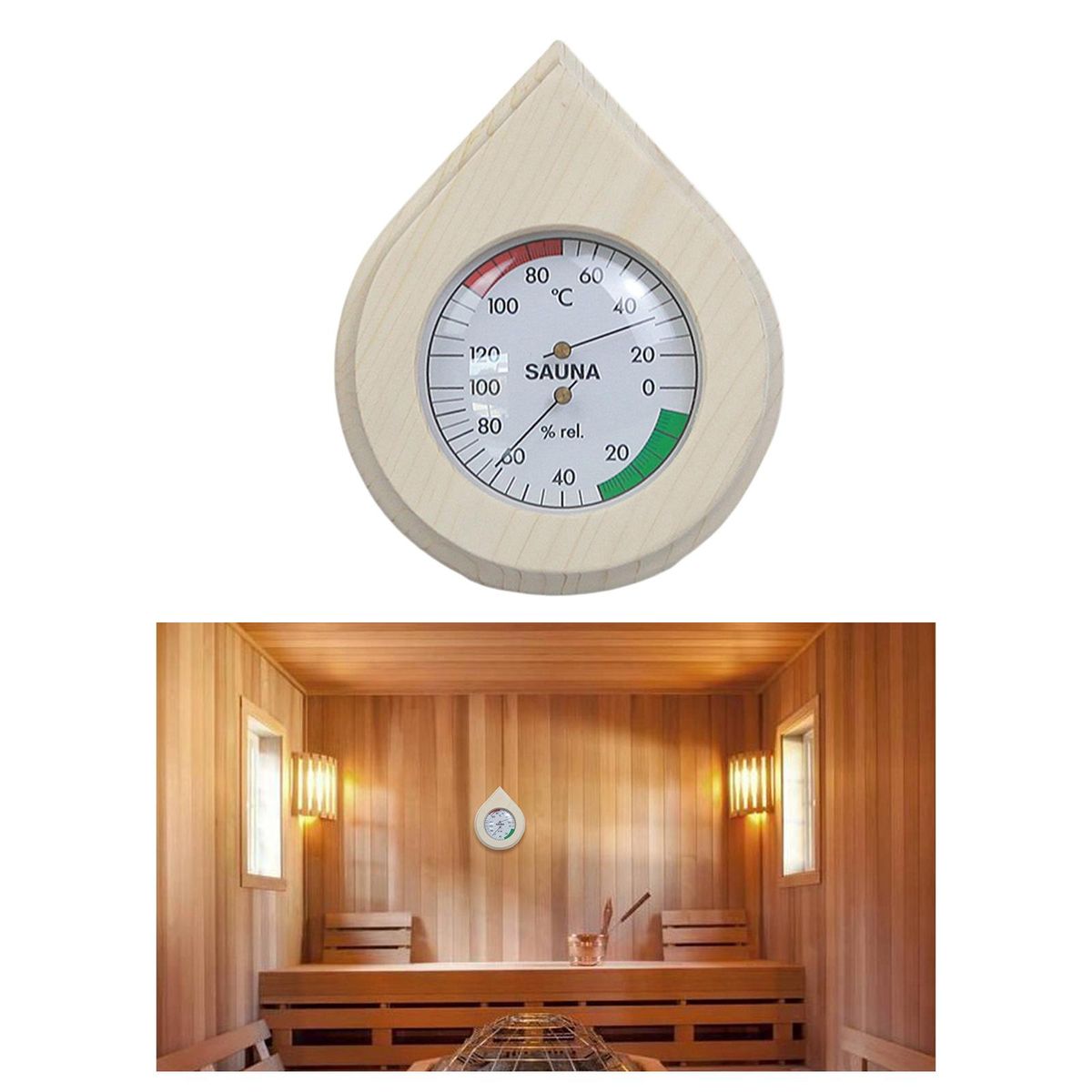 Drop Shape Wood Grain  &Hygrometer Digital Indoor C