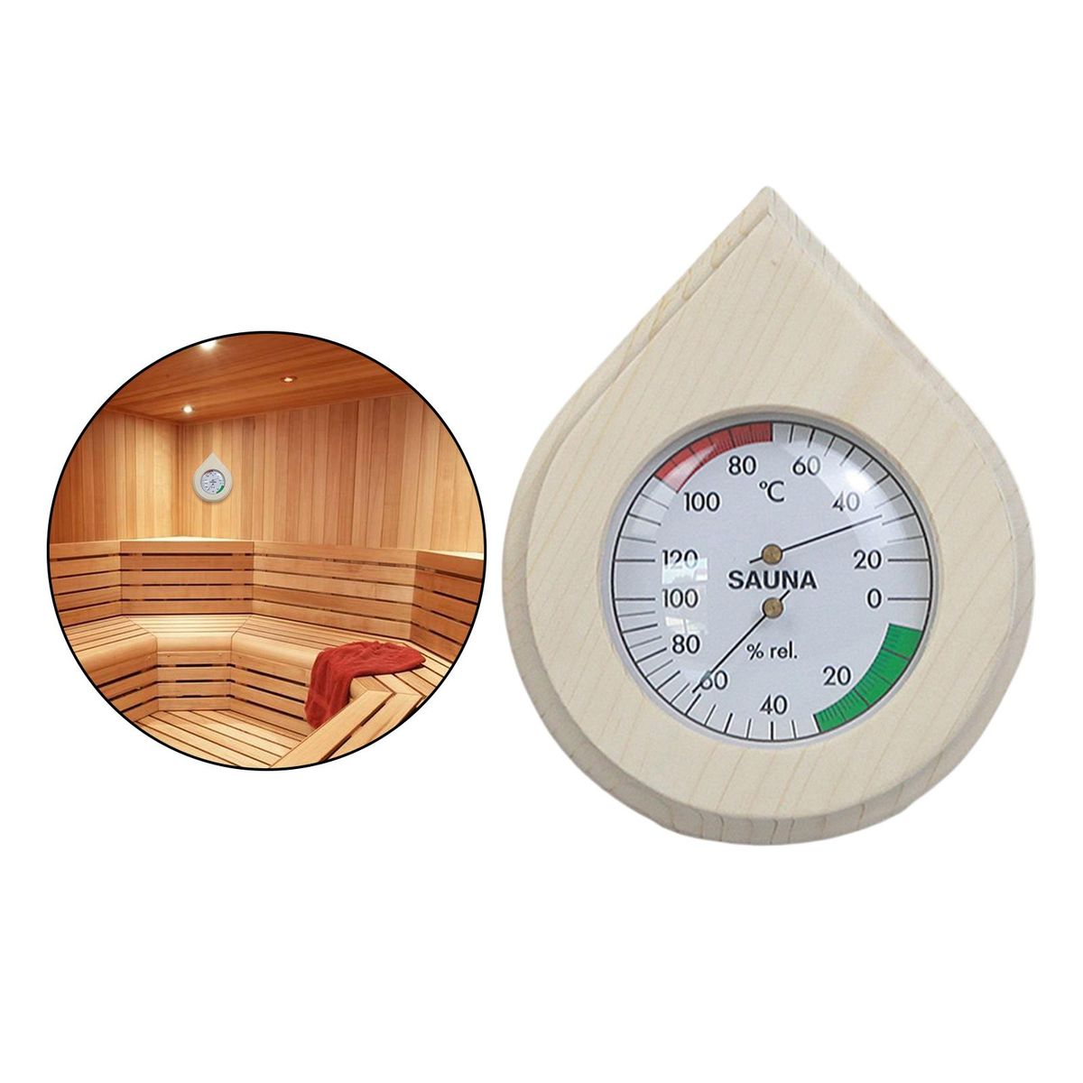 Drop Shape Wood Grain  &Hygrometer Digital Indoor C