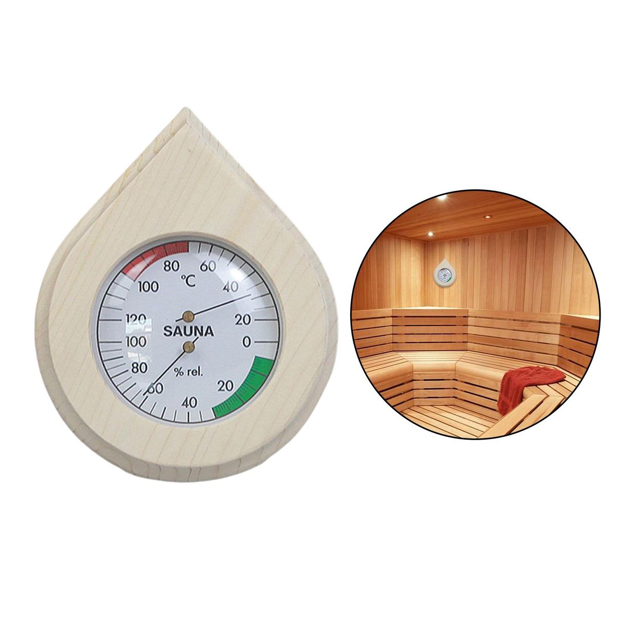Drop Shape Wood Grain  &Hygrometer Digital Indoor C