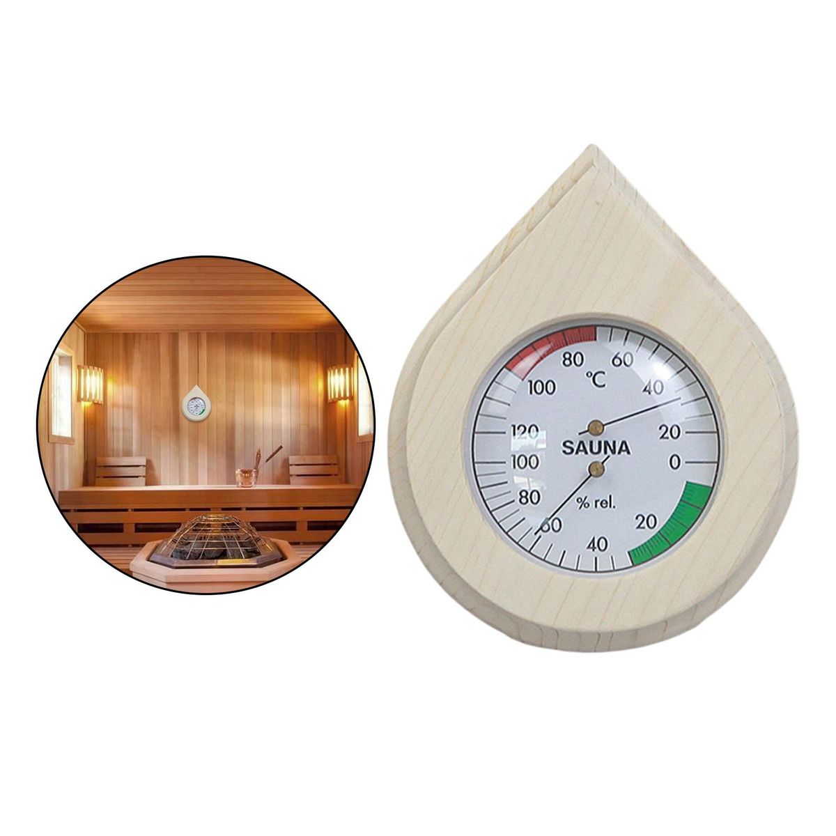 Drop Shape Wood Grain  &Hygrometer Digital Indoor C