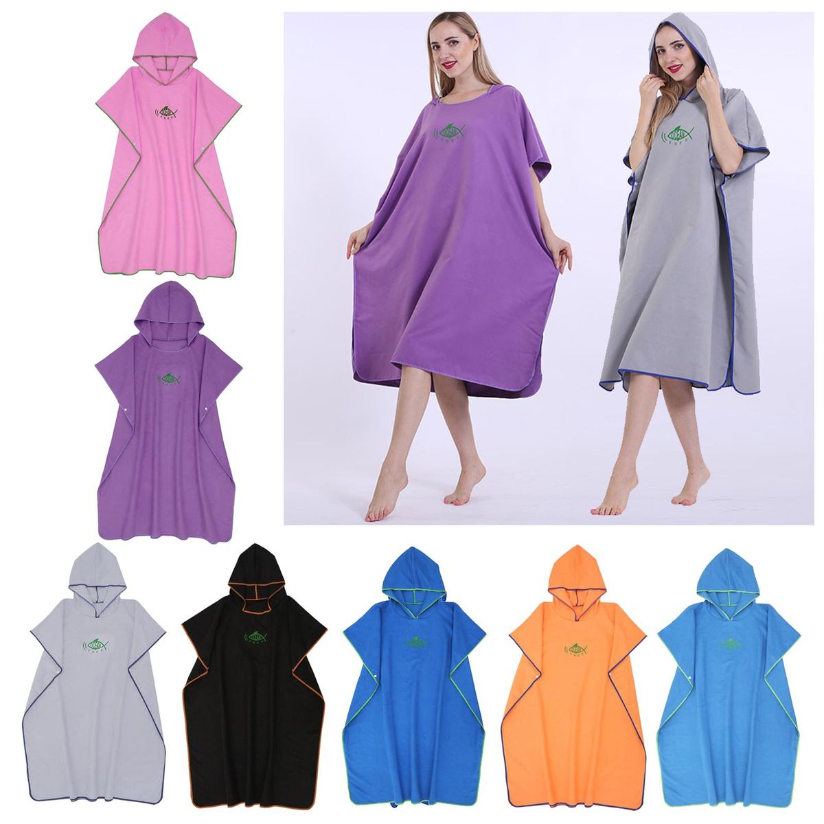 Surf Poncho Changing Robe, Adult Fast Dry Microfiber Pink