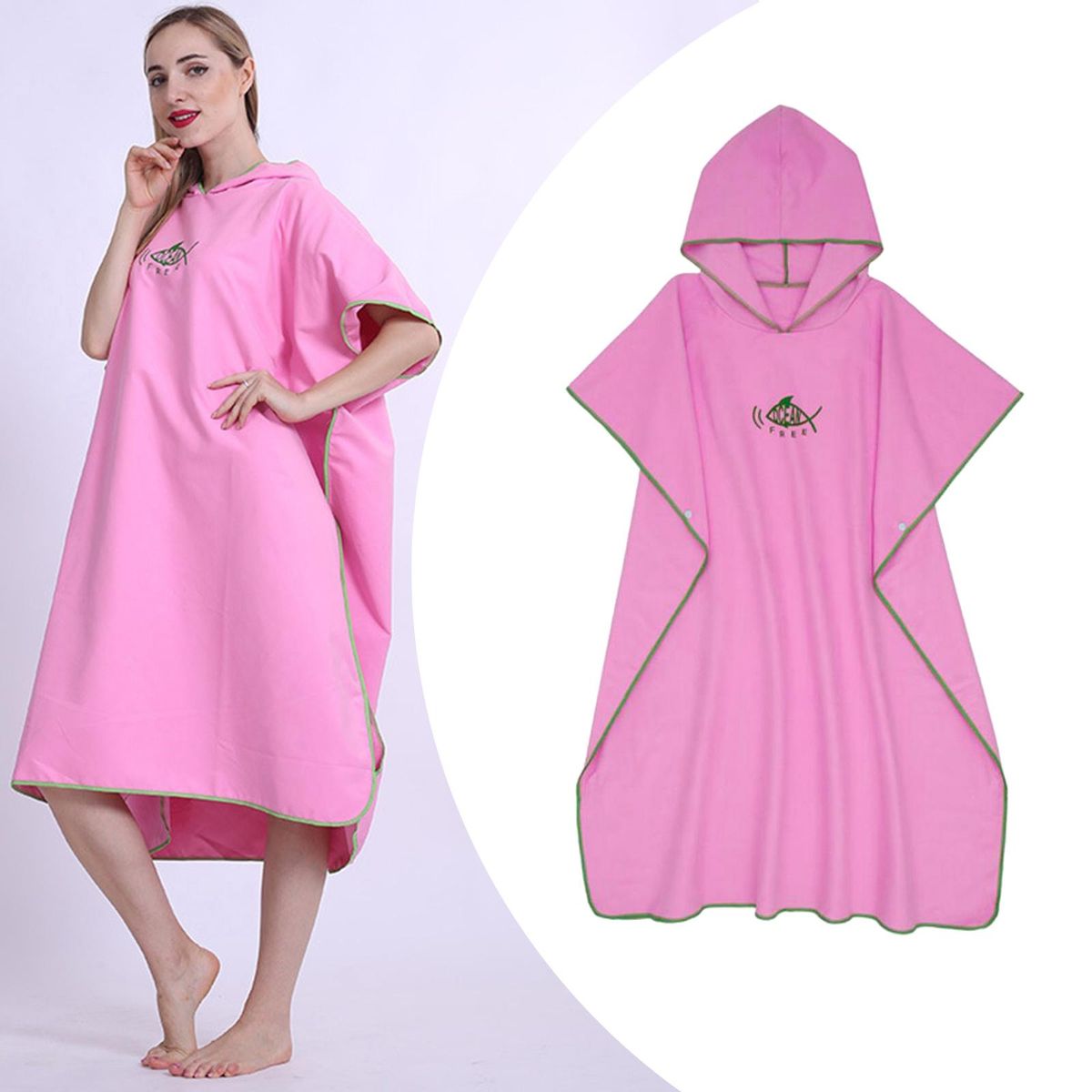 Surf Poncho Changing Robe, Adult Fast Dry Microfiber Pink