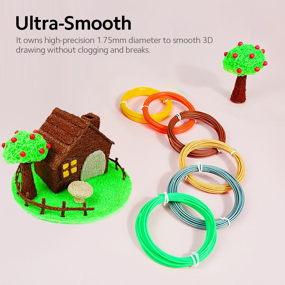 3D Printing Pen PCL Filament Refills High-Precision 1.75mm Diameter Low Melting Temp No Clogging 10 Pcs/Pack Random Colors