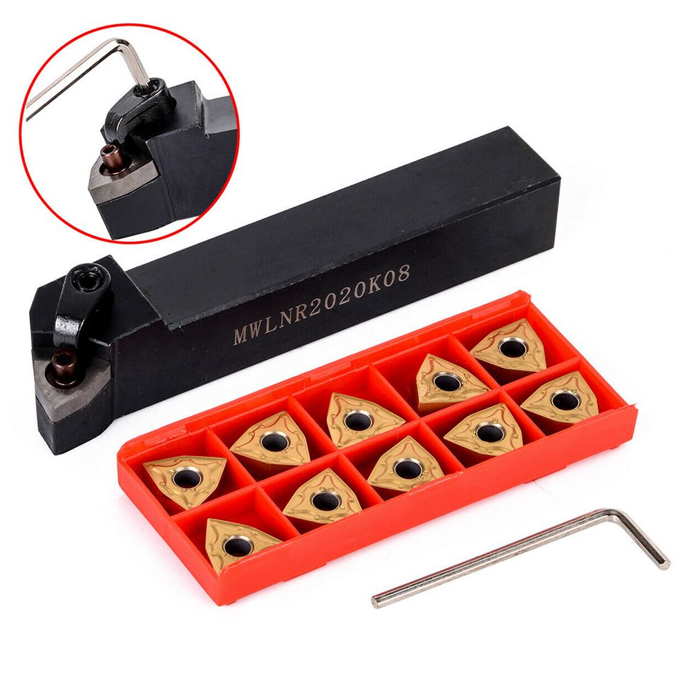 MWLNR2020K08 Holder + 10Pcs WNMG080404 Carbide Inserts +