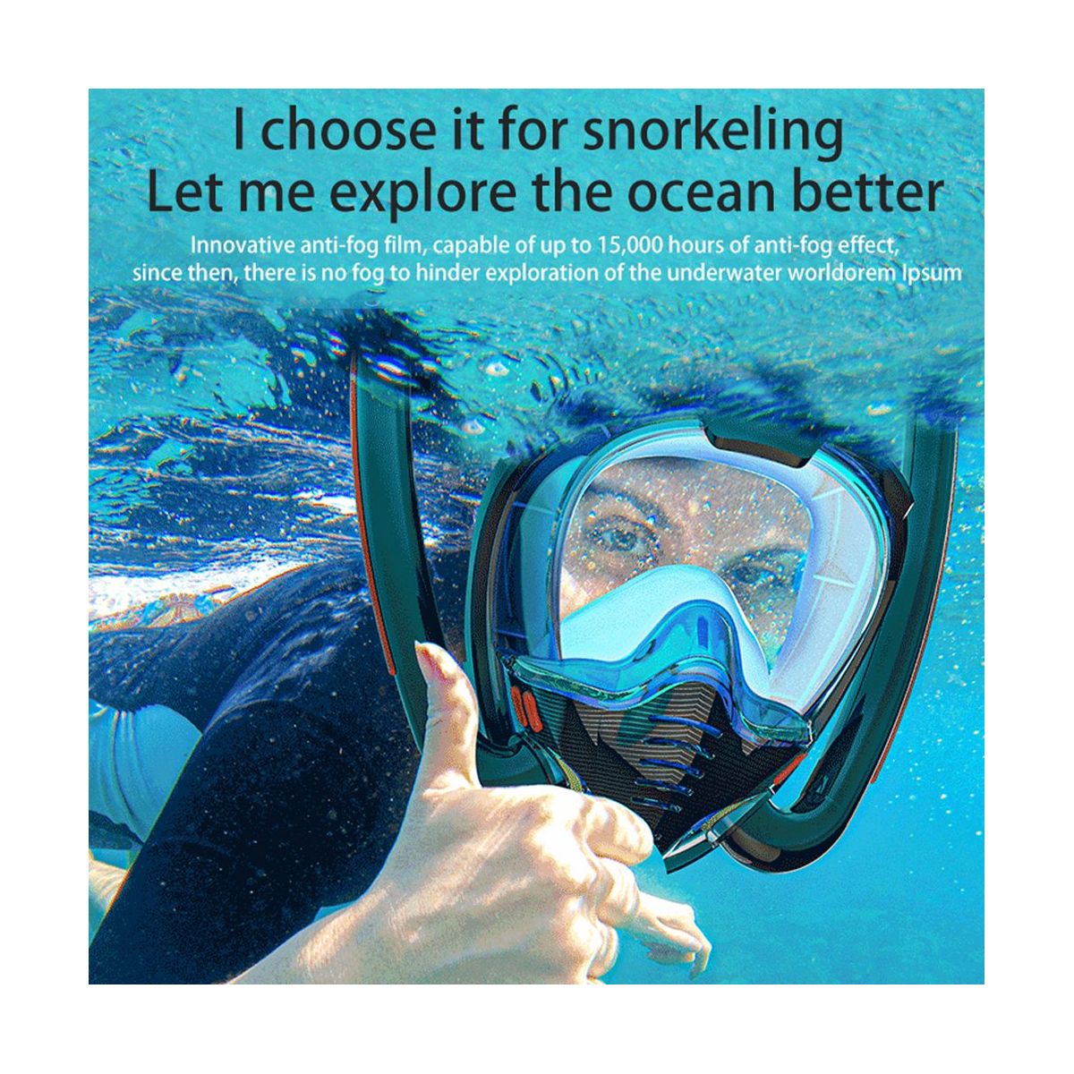 Snorkeling Mask Double Tube Silicone Diving Mask Adult Swimming Mask Diving Goggles Underwater Breathing Mask-D