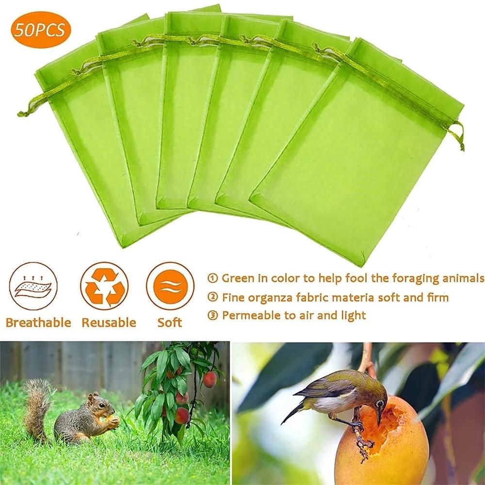 20/50/100PCS Vegetable and Fruit Protection Bag Pest Control Bird-proof Mesh Bag Strawberry Grape Orchard Bagging Mesh Cover