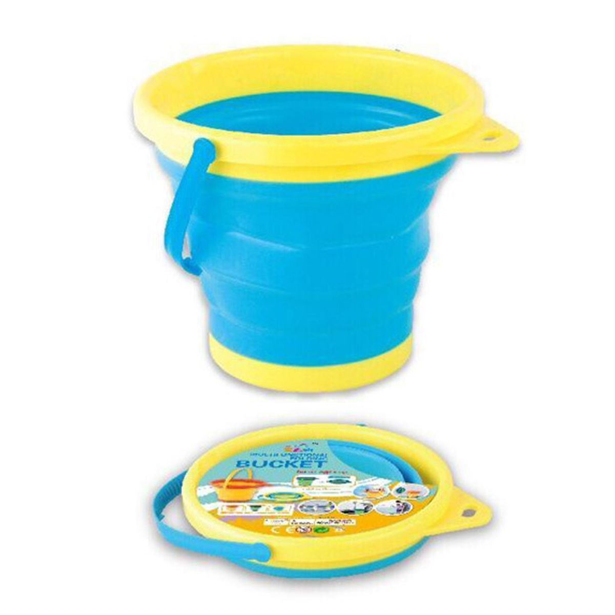 Folding Bucket Summer Beach Folding Bucket Blue