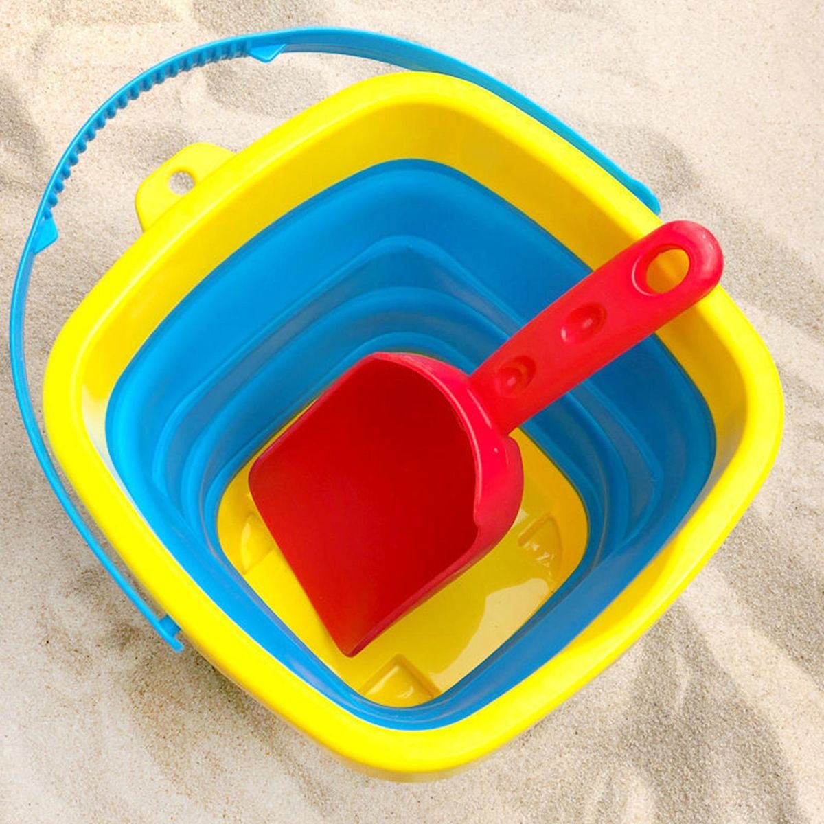 Folding Bucket Summer Beach Folding Bucket Blue