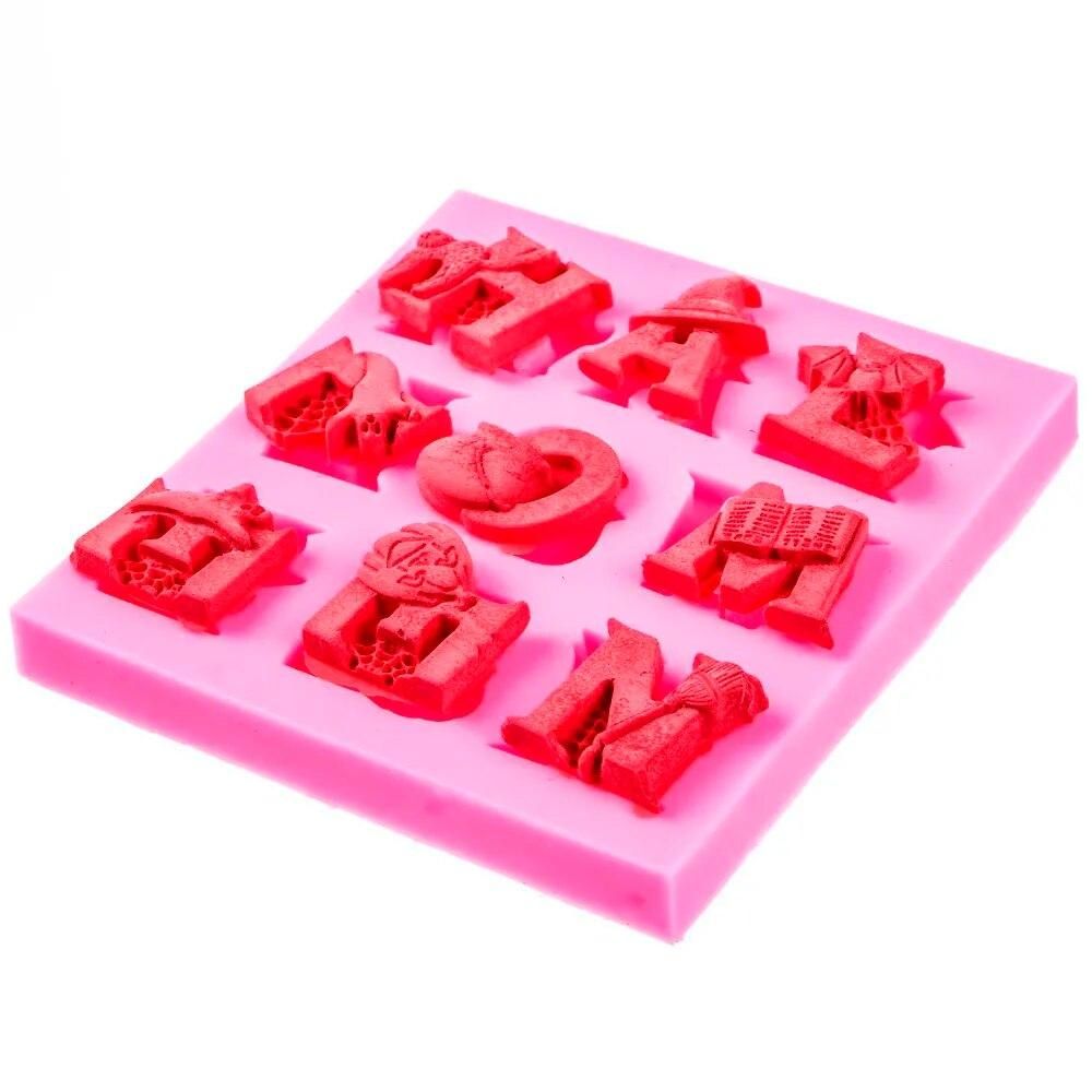 Halloween letter cooking tools wedding silicone mold fondant DIY cake decoration sugar baking kitchen chocolate DIY tools F-1112