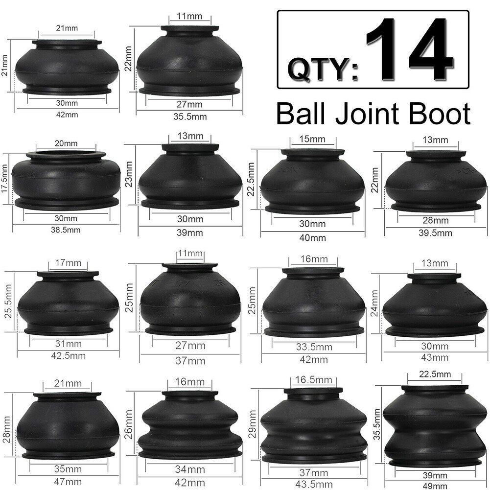 14 PCS Dust Boot Covers Universal Multipack Ball Joint Rubber Dust Boot Covers Drive Shaft Cover Trim Replace Track Rod End Kit