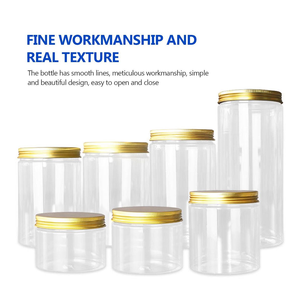 ml/100ml/1ml/200ml/300ml Plastic Jar With Lid Screw Iron Transparent Container Empty Cosmetic Cream Powder Jar Vanity Box