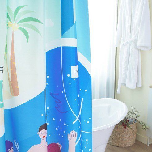 Rest-in-Bath Exciting Tube Bathroom Shower Curtain + Metal