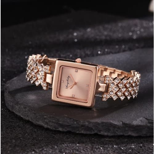 Studded Women Wrist Watch - Rose Gold