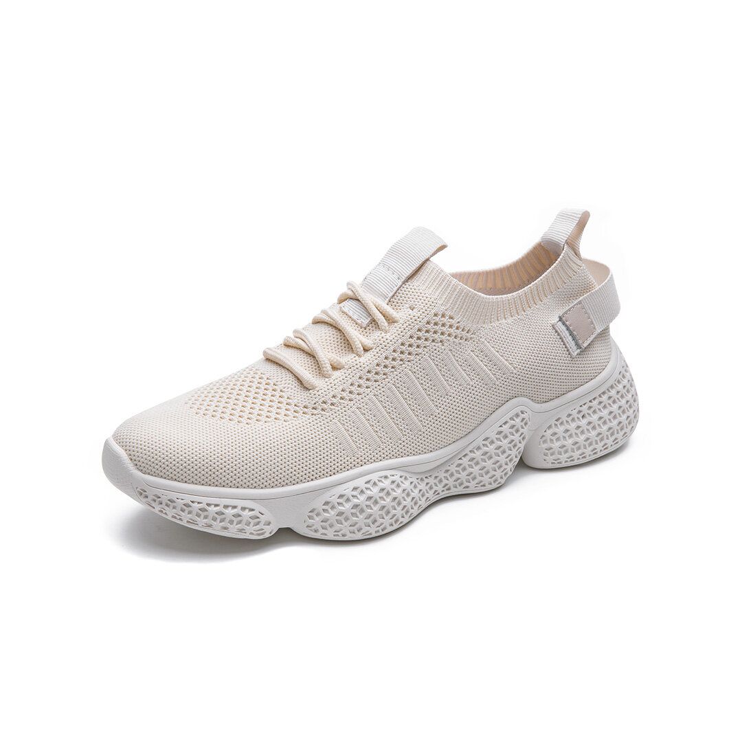 Flying Woven Upper Sneakers High-elastic Non-slip EVA Sport Shoes Pure White And Black Breathable And Refreshing Sneakers Honeycomb Breathable Insole And Sweat-absorbent Running Shoes EU:44