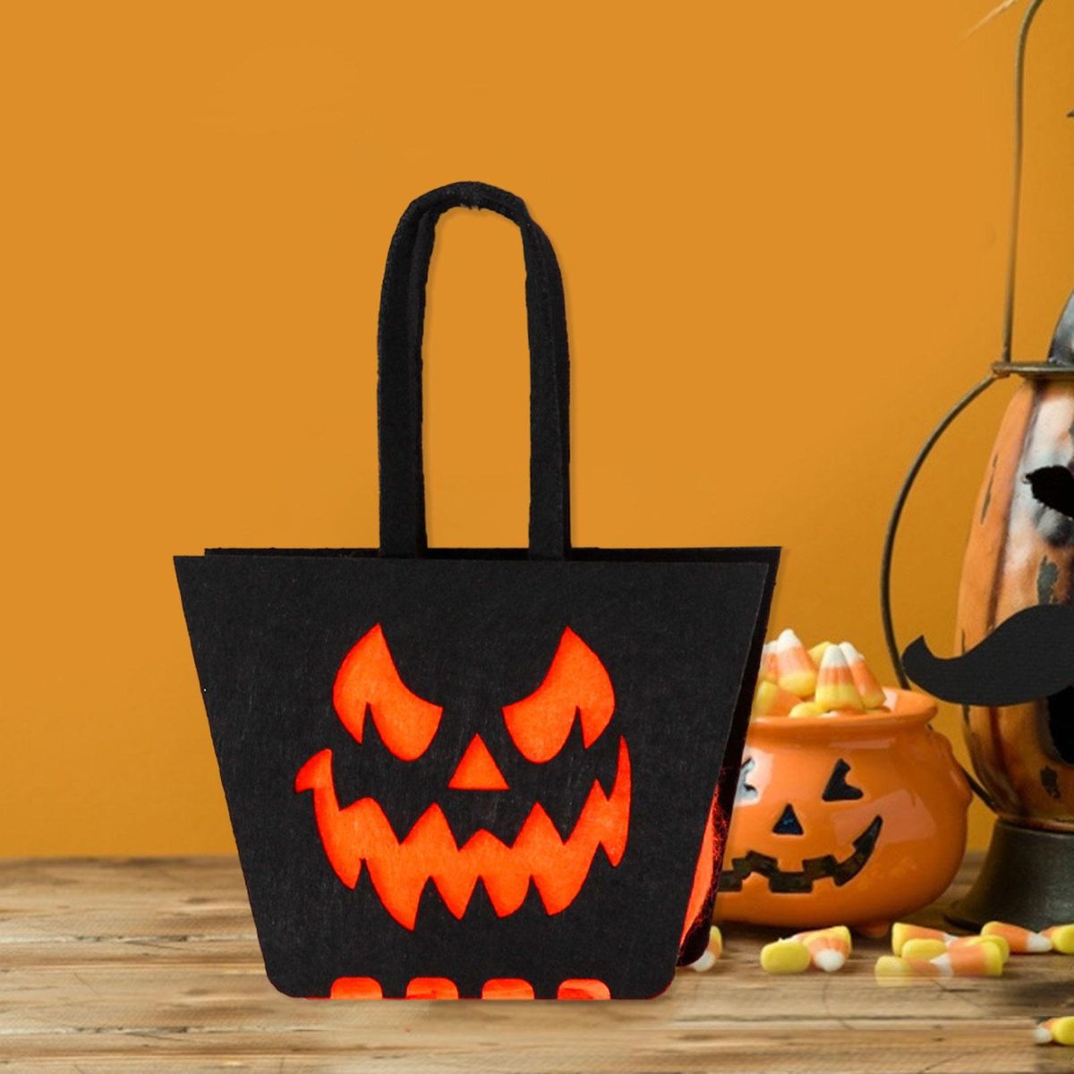 Ghostly Halloween Candy Bags Festive Non-woven Totes for Spooky