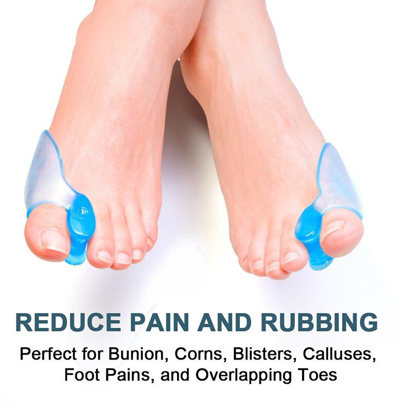 2 Pcs Blue Soft Silicone Toe Separator Big Toe Separator Overlapping Relief Hallux Valgus Pain Bunion Thumb Corrector Tool-2pcs