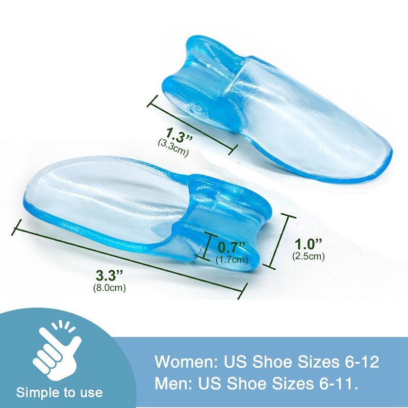 2 Pcs Blue Soft Silicone Toe Separator Big Toe Separator Overlapping Relief Hallux Valgus Pain Bunion Thumb Corrector Tool-2pcs