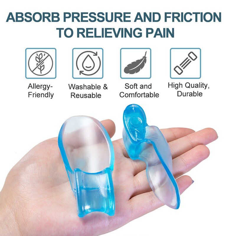 2 Pcs Blue Soft Silicone Toe Separator Big Toe Separator Overlapping Relief Hallux Valgus Pain Bunion Thumb Corrector Tool-2pcs