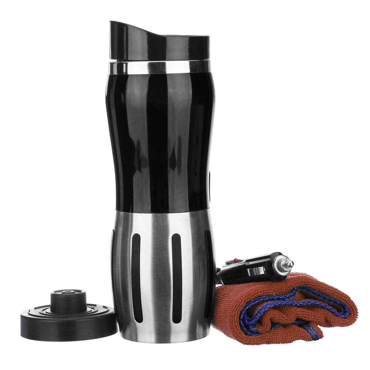 12V 400ml Car Stainless Steel Electric Heating Kettle Coffee Tea Milk Cup Mug Black Black (black)