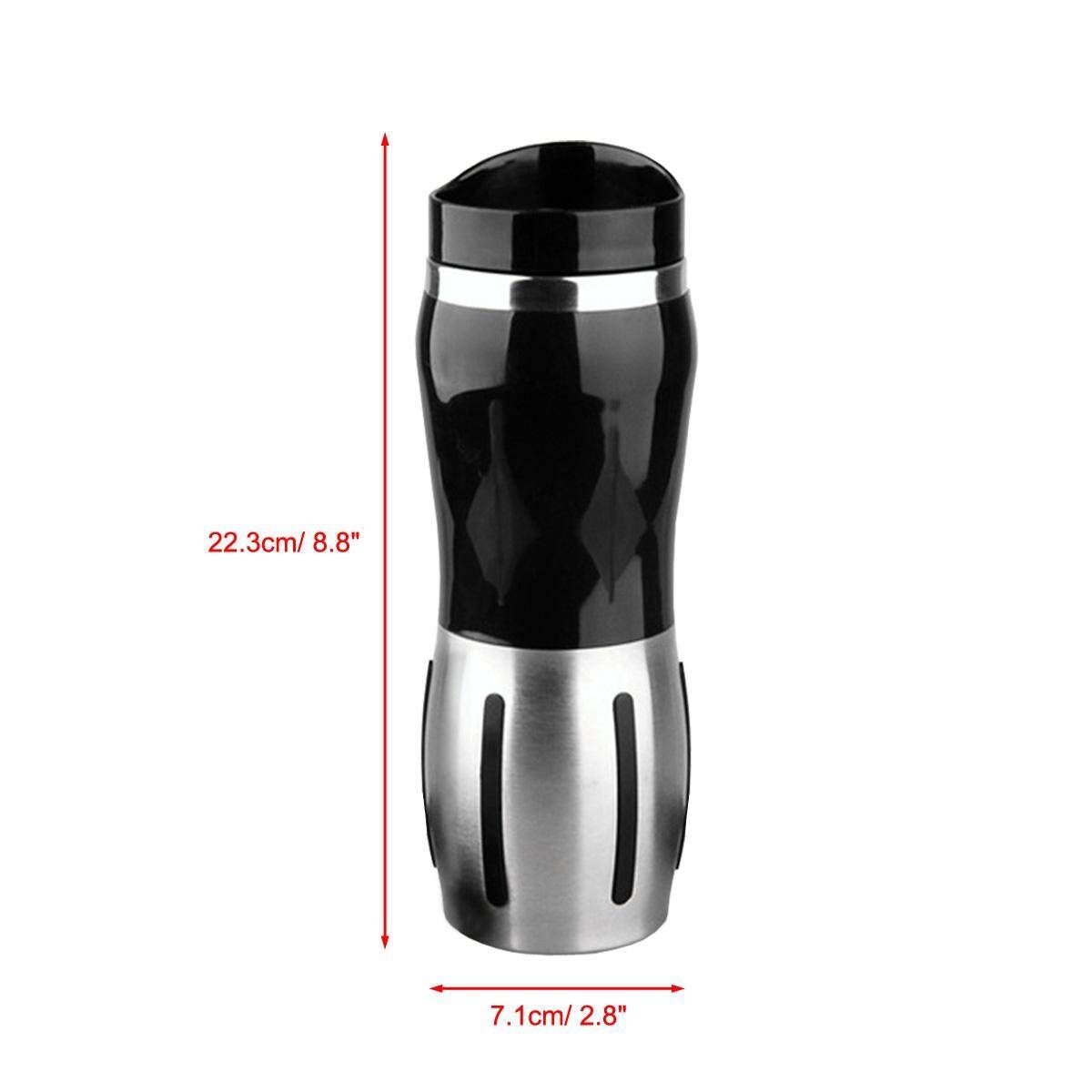 12V 400ml Car Stainless Steel Electric Heating Kettle Coffee Tea Milk Cup Mug Black Black (black)