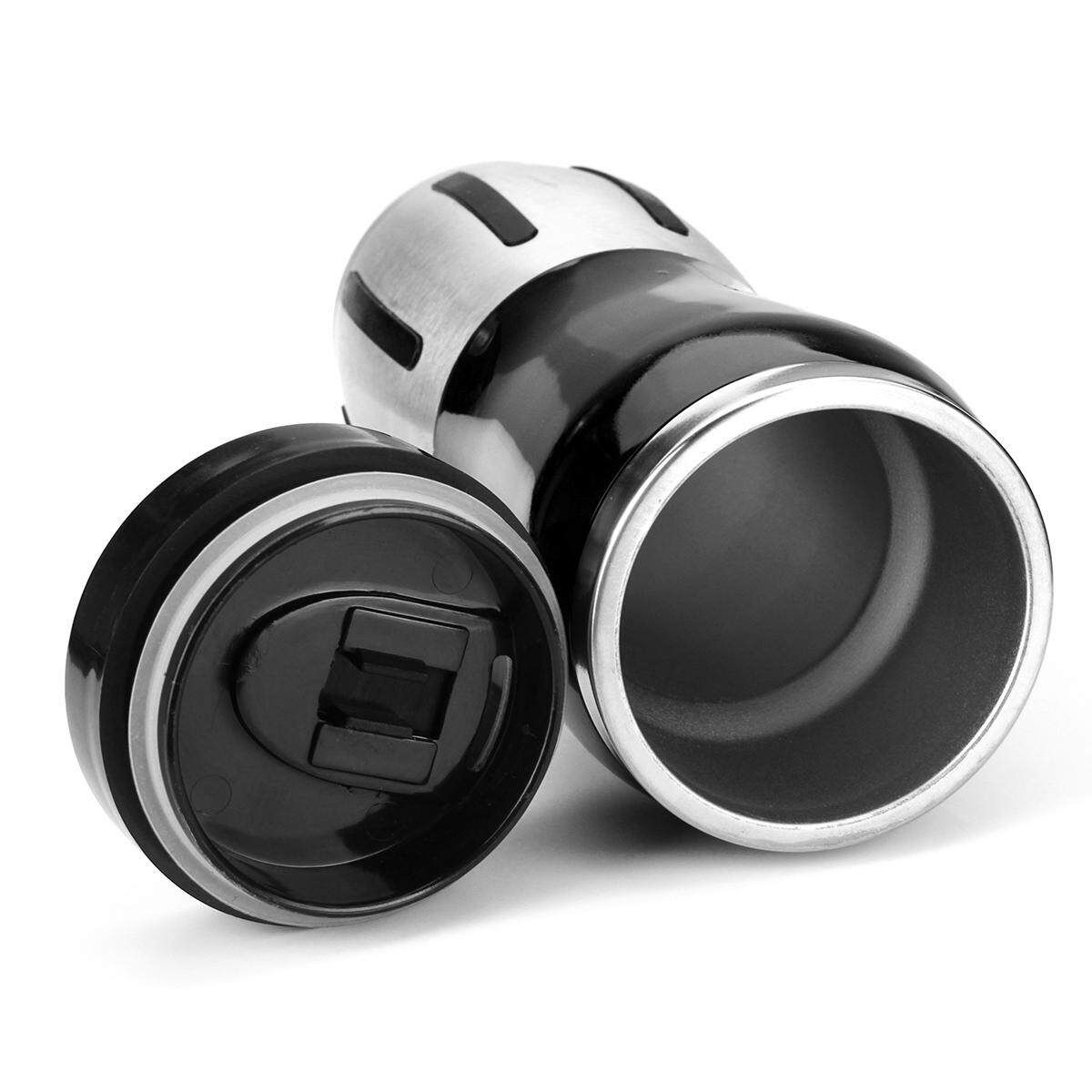 12V 400ml Car Stainless Steel Electric Heating Kettle Coffee Tea Milk Cup Mug Black Black (black)