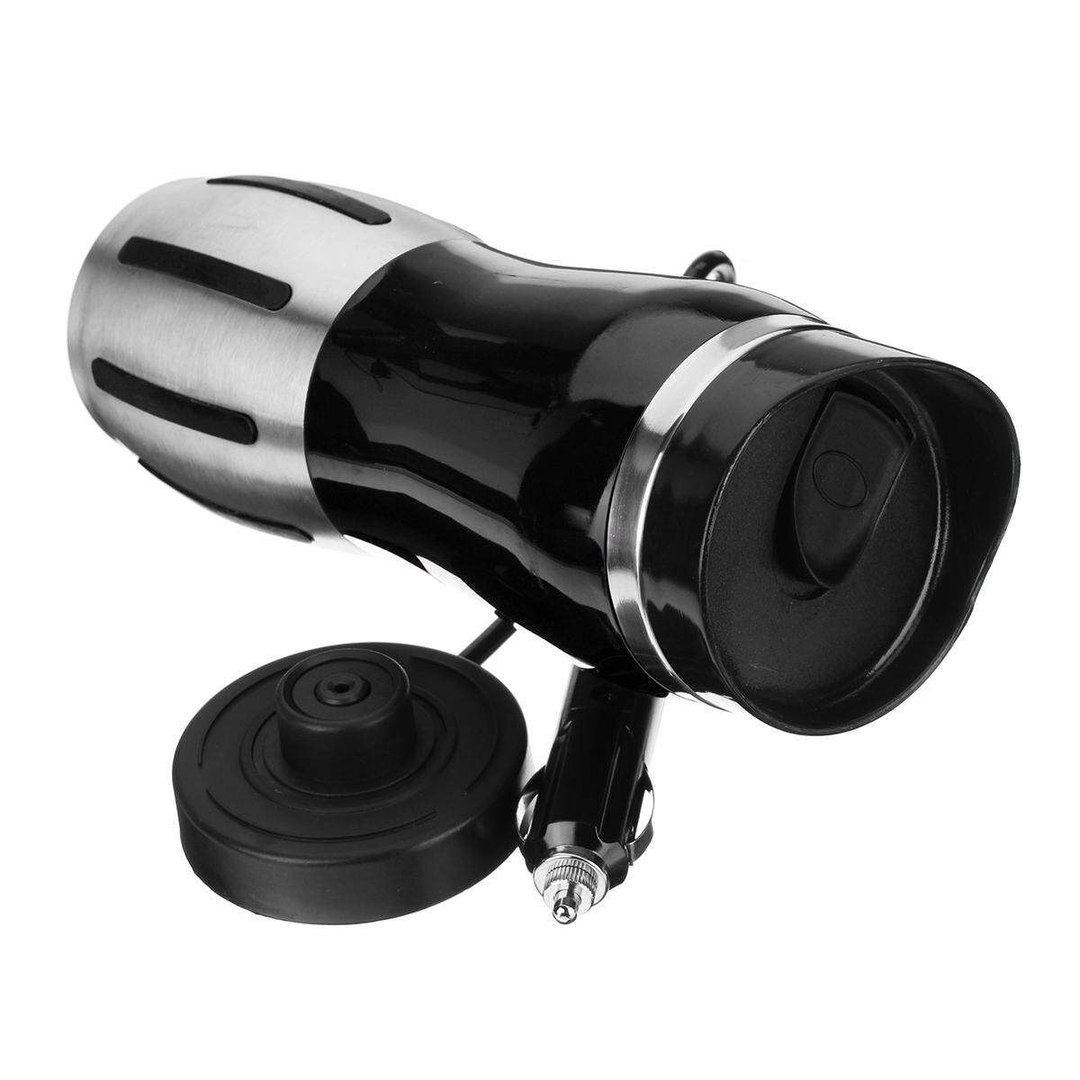 12V 400ml Car Stainless Steel Electric Heating Kettle Coffee Tea Milk Cup Mug Black Black (black)