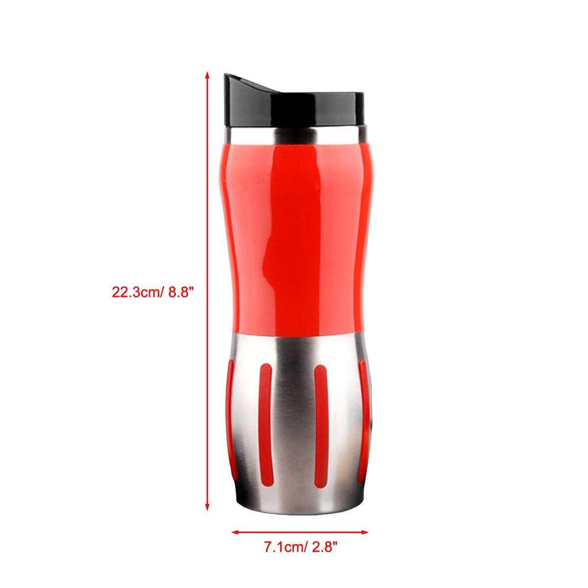 12V 400ml Car Stainless Steel Electric Heating Kettle Coffee Tea Milk Cup Mug Black Red (red)