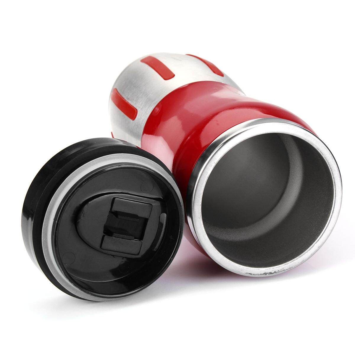 12V 400ml Car Stainless Steel Electric Heating Kettle Coffee Tea Milk Cup Mug Black Red (red)