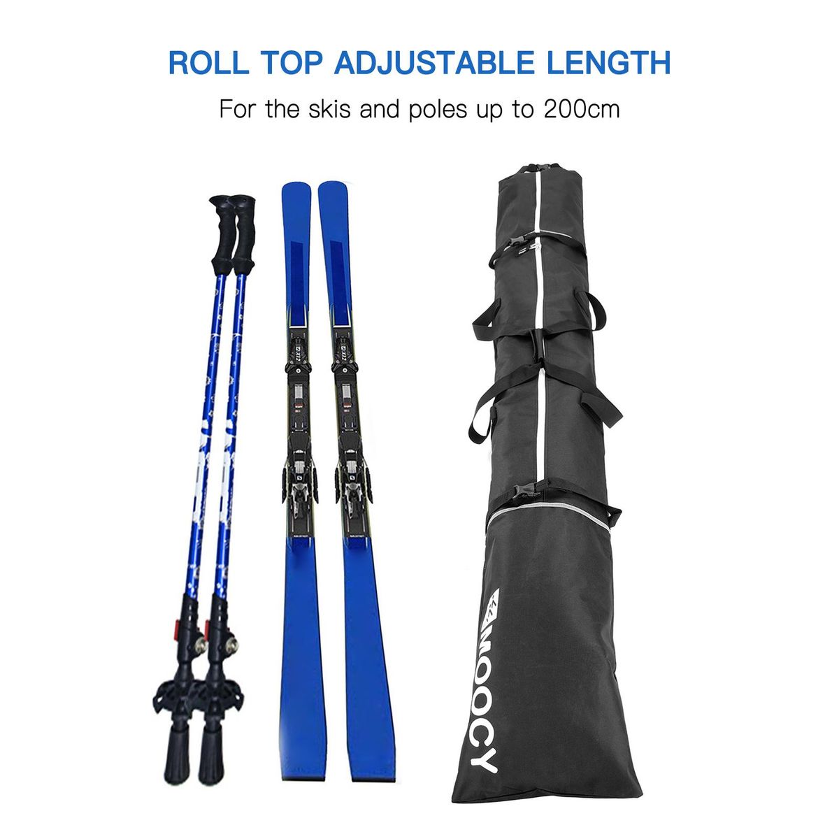Skis and Boot Bag Combo Portable Skis Storage Bag Padded Waterproof Ski Travel Bags Large Capacity Boots Clothing Holder Organizer Fit Skis Up to 200 cm and Boots Up to US Size 13