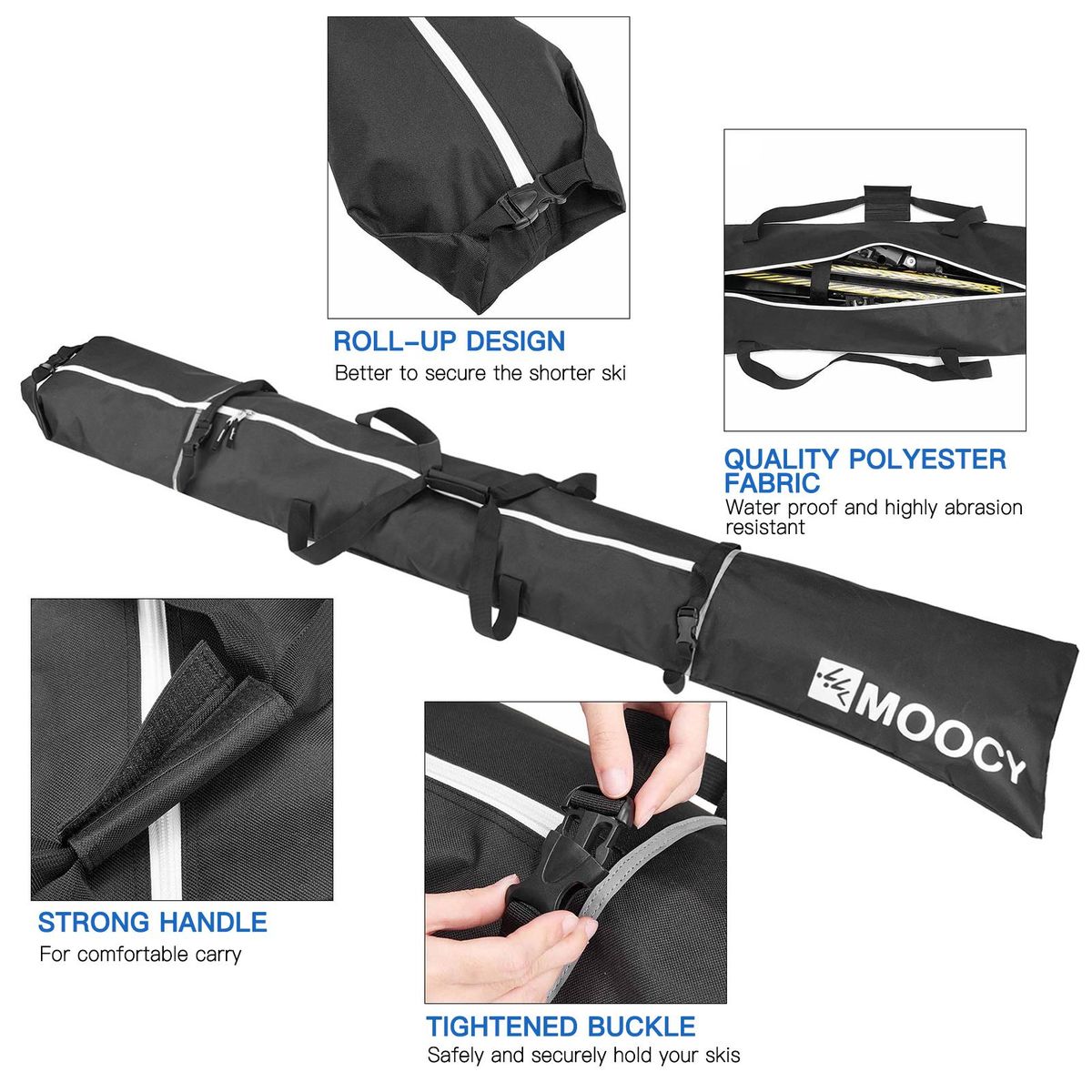 Skis and Boot Bag Combo Portable Skis Storage Bag Padded Waterproof Ski Travel Bags Large Capacity Boots Clothing Holder Organizer Fit Skis Up to 200 cm and Boots Up to US Size 13