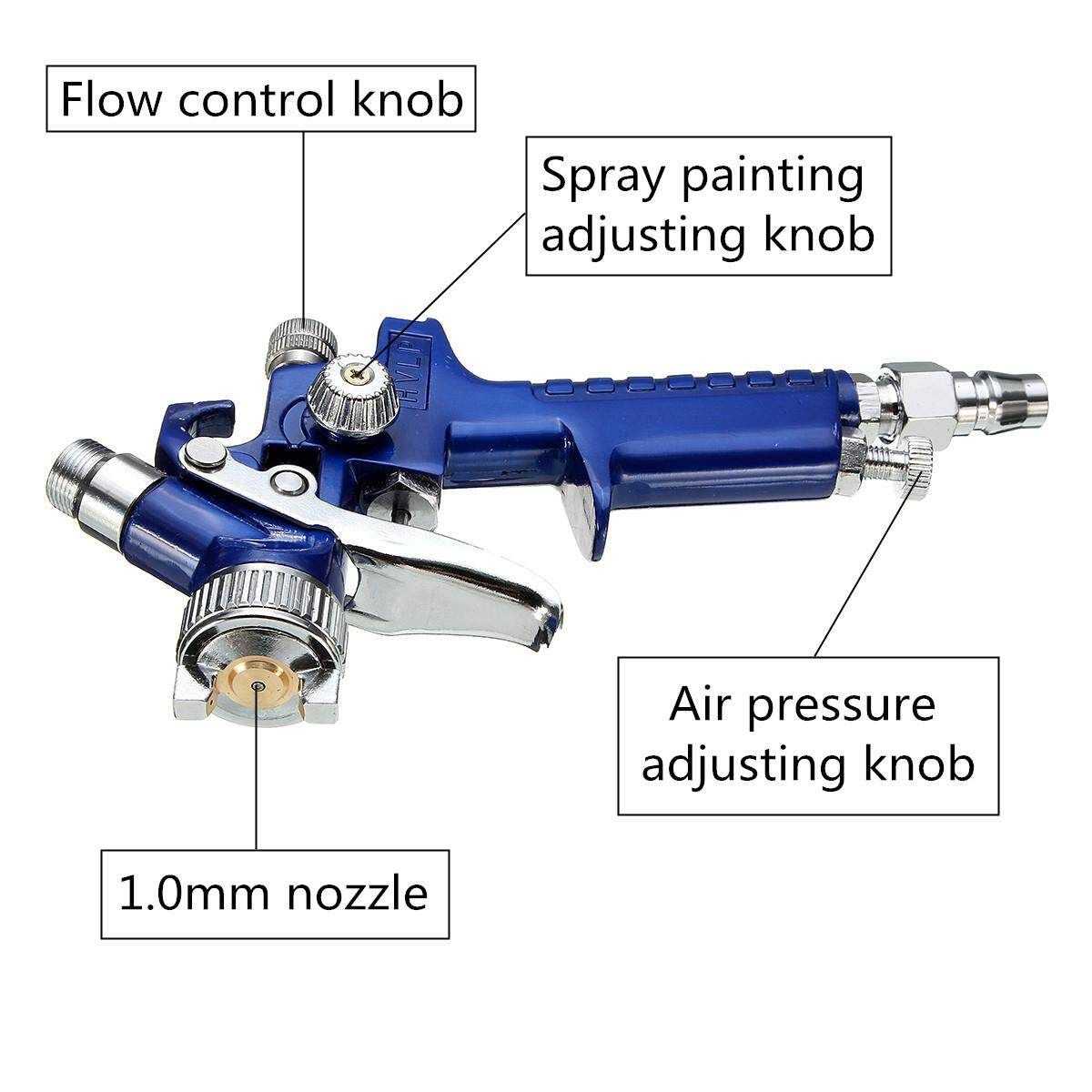 1.0mm HVLP Air Spray Paint Machine Kit Set Gravity Car Auto Feed Tool Nozzle 1.0mm