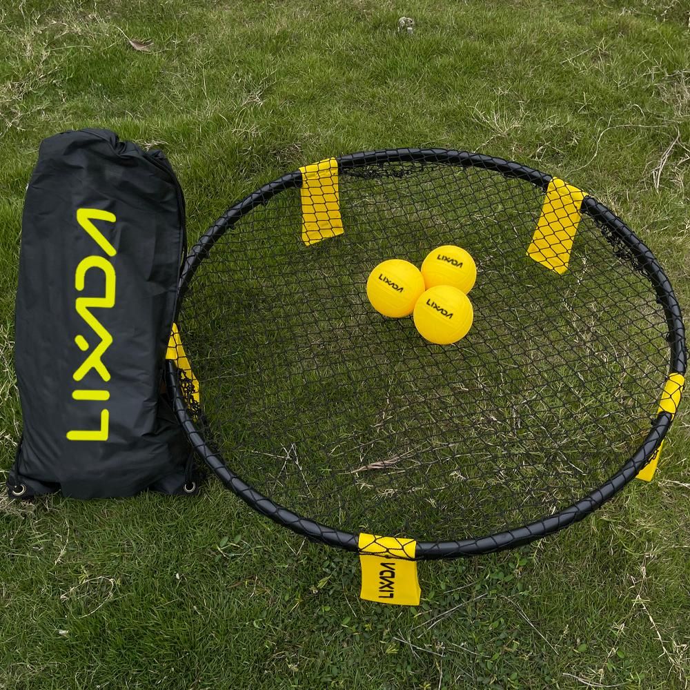 Mini Beach Volleyball Spike Game Balls Set Outdoor Team Sports Lawn Fitness Equipment Net With 3 Balls