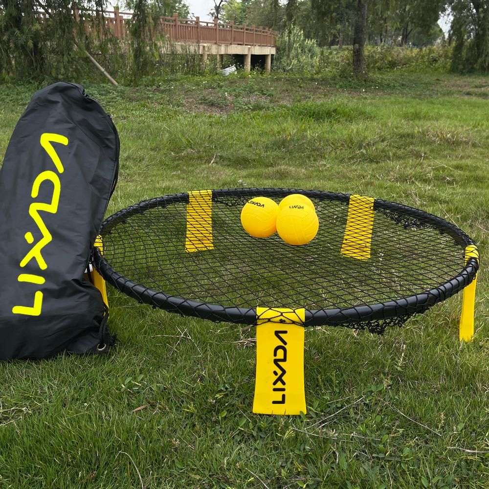 Mini Beach Volleyball Spike Game Balls Set Outdoor Team Sports Lawn Fitness Equipment Net With 3 Balls