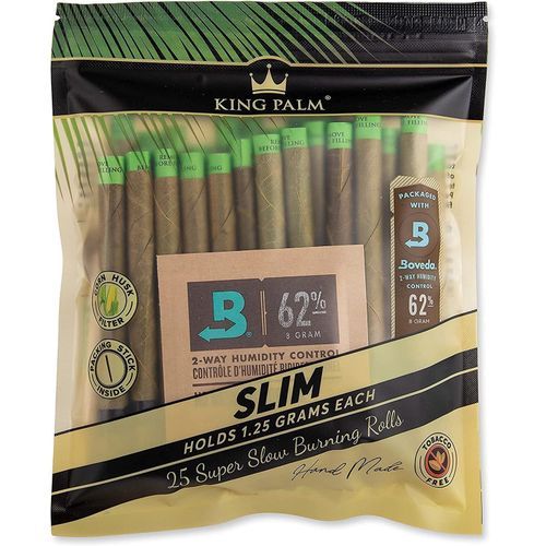 King Palm Slim Size Natural Pre Wrap Leafs (1 Pack Of 25, 25