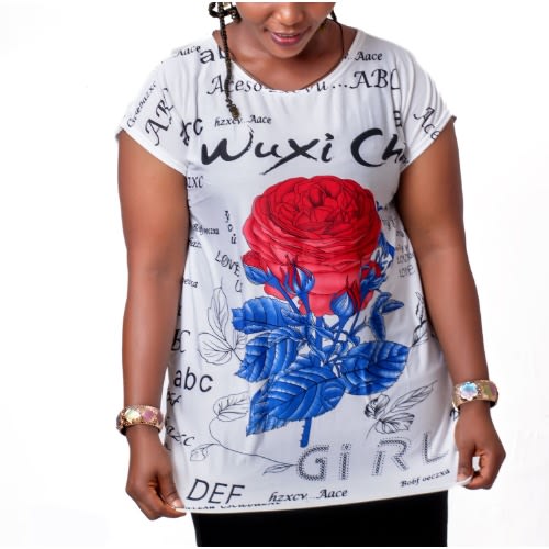 Ladies Short-sleeve Love Top - White
