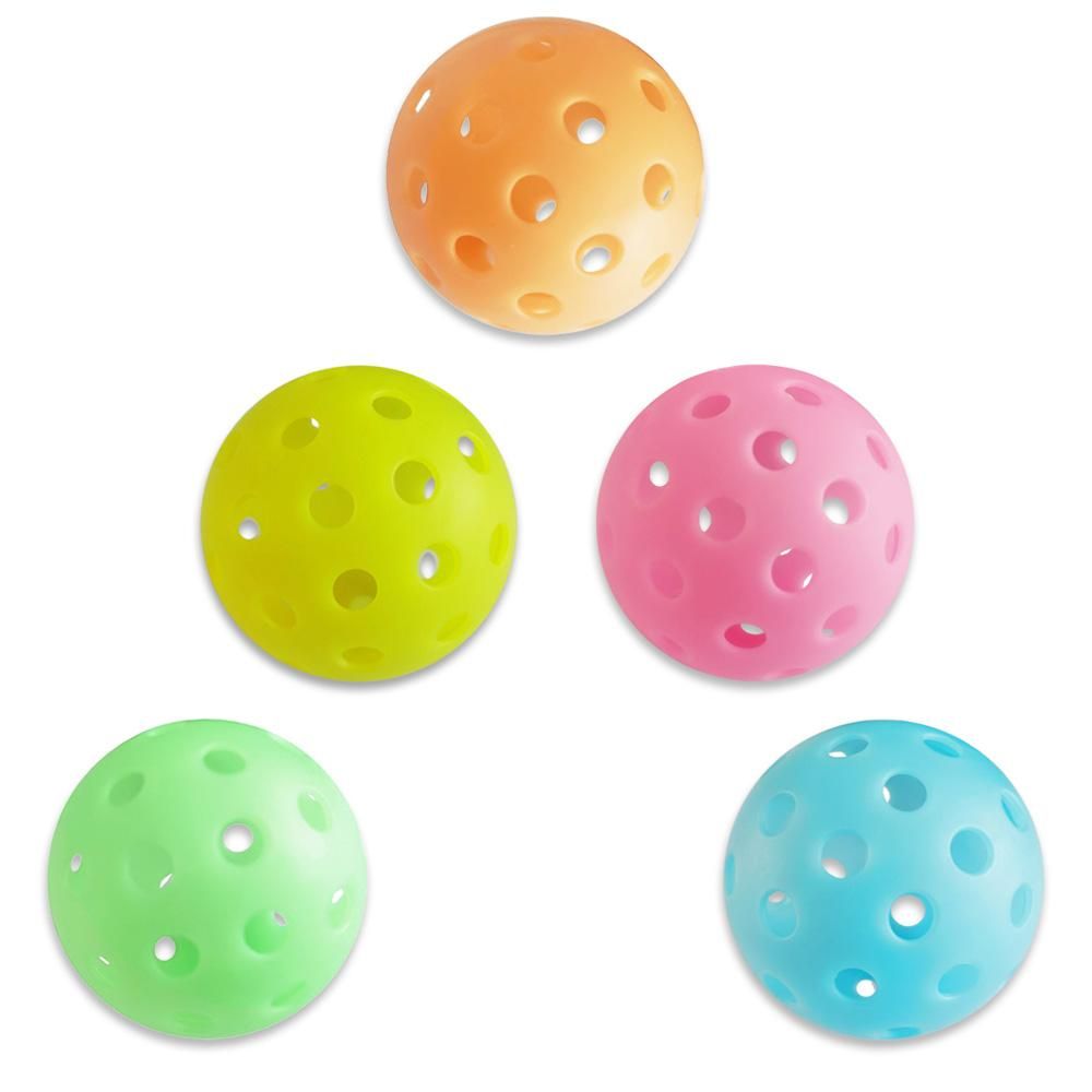 5 Pack Pickleballs Indoor Outdoor 74mm Luminous Pickle Balls