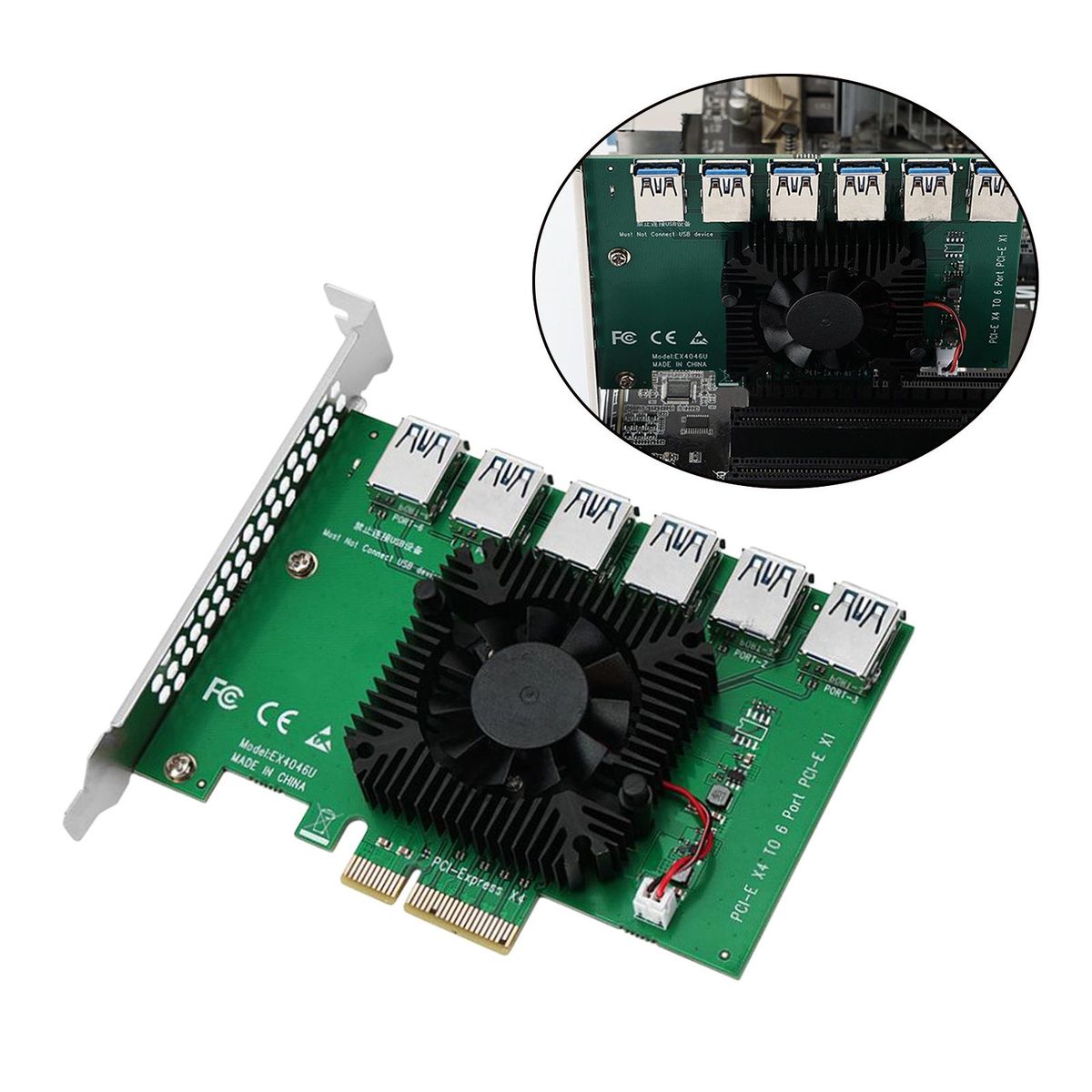 1 To 6 -E Expansion Card SuperSpeed Extender For Bitcoin Miner