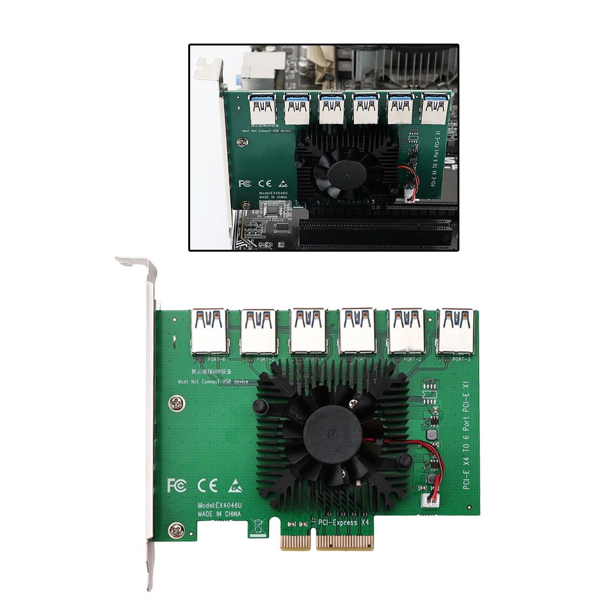1 To 6 -E Expansion Card SuperSpeed Extender For Bitcoin Miner