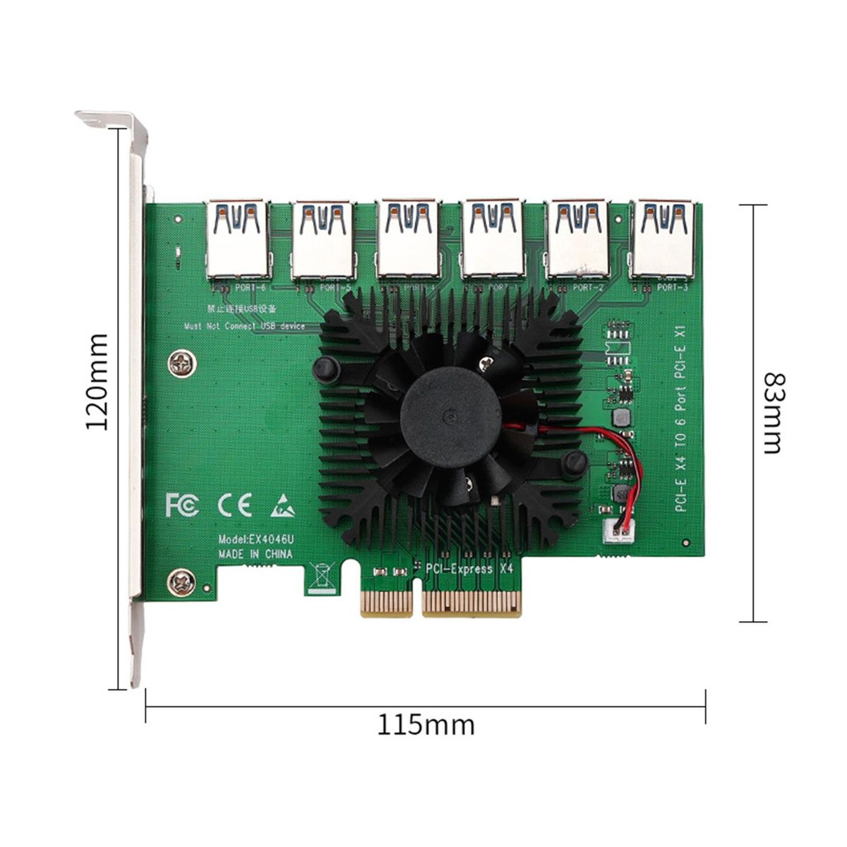 1 To 6 -E Expansion Card SuperSpeed Extender For Bitcoin Miner